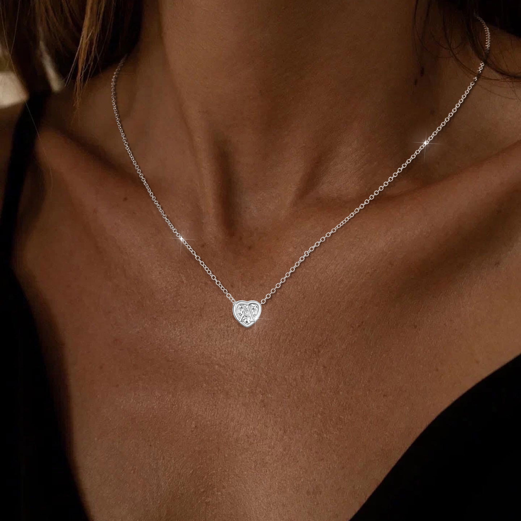 APSVO S925 Sterling Silver Plated Love Heart Initial Necklaces for Women Girls CZ Letter A Pendant Chain Birthday Birthday Graduation Jewelry Gifts Teen Her Mom Wife Adults Girlfriend Kids Age Ideas