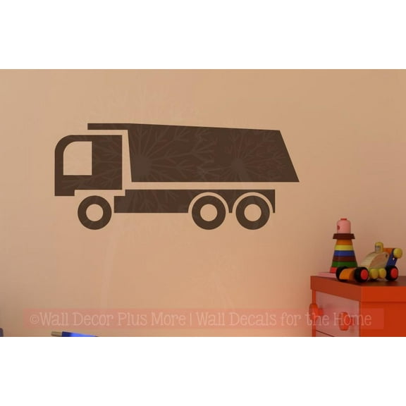Dump Truck Wall Decal Vinyl Sticker Art Boys Bedroom Play Wall Decor 23x10-Inch Chocolate Brown