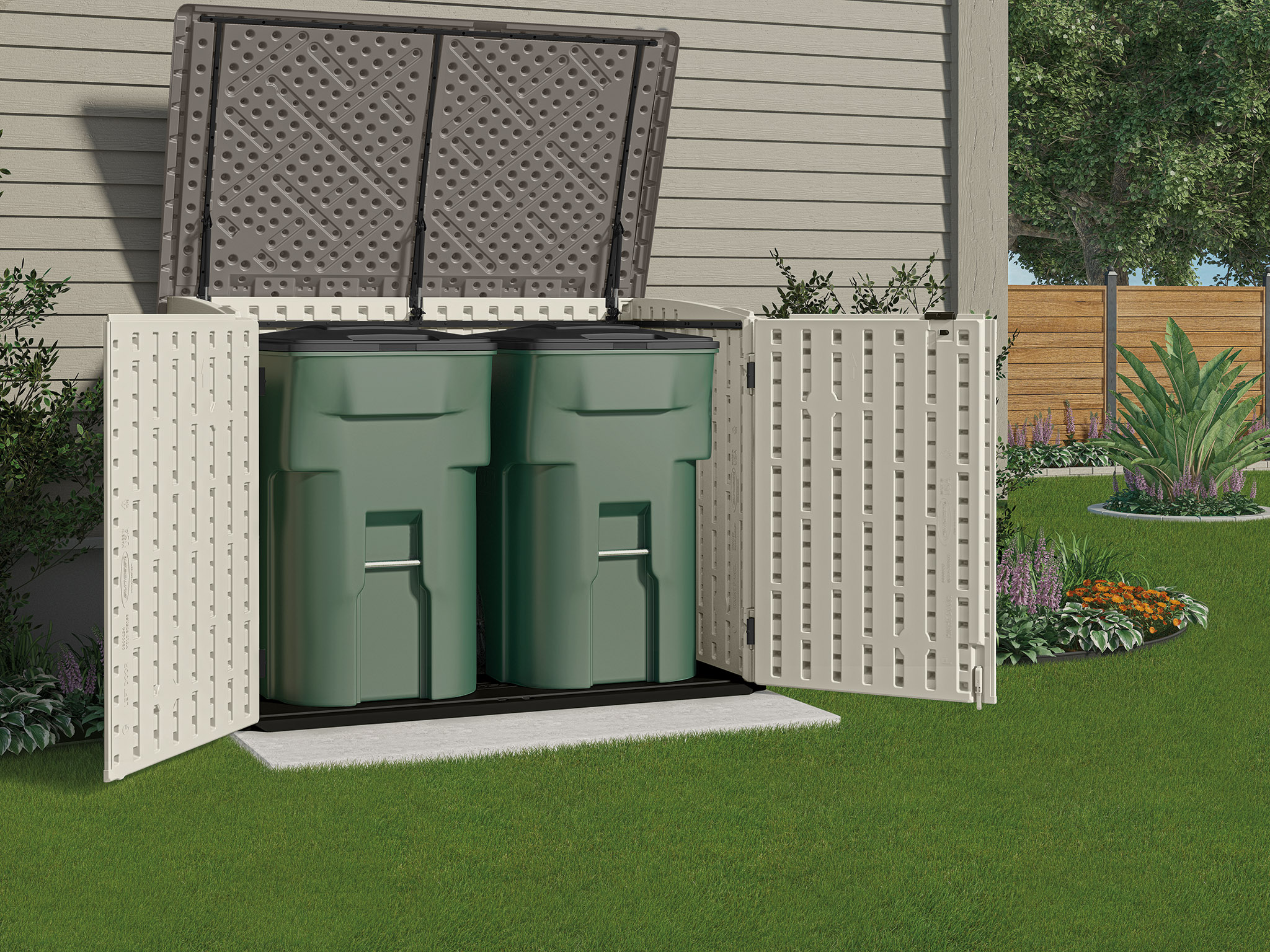 Suncast Plastic Storage Shed, Off-White and Gray, 44.25 in D x 52 in H x 70.5 in W - image 3 of 7
