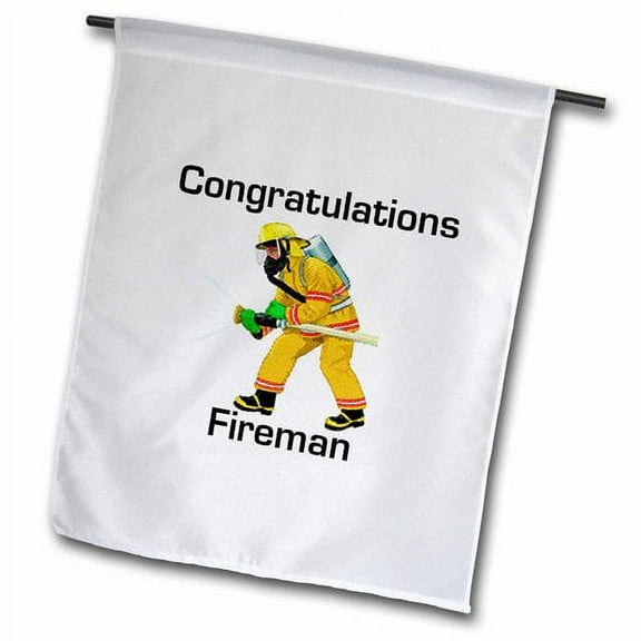 3dRose, Image of Congratulations On Making Firefighter with Fireman, 12 x 18 inch Garden Flag