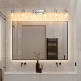 thumbnail image 5 of Bathroom Light Fixtures Chrome with Hammered Glass Shade, Vanity Lighting Fixtures Over Mirror Wall Mount E26 Socket for Hallway Kitchen Bedroom Living Room, 5 of 6