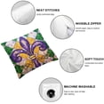 thumbnail image 4 of Nawypu Mardi Gras Lumbar Pillow Covers Masquerade Mask Fleur De Lis Couch Pillow Cases Yellow Purple Green Throw Pillows Happy Mardi Gras Holiday Party Decor For Sofa Home Decorations 2pc, 4 of 6