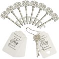 thumbnail image 1 of 60 abridores de botellas, recuerdos de boda de invitados, abridores de botellas con llaves retro, regalos de boda, abridores de botellas con tarjetas de etiqueta de pareja y llaveros (plata) Shuxiu Wang  9024719204543, 1 of 5