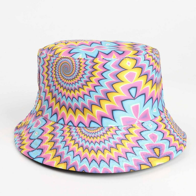 Unisex Washed Bucket Hat for Men Women Printed Reversible Double-Side-Wear  Fisherman Hat Packable Travel Outdoor