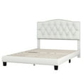 thumbnail image 4 of Beige Linen Full Upholstered Platform Bed: Saddle Curved Headboard, Diamond Tufted Full Beige, 4 of 5