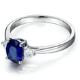 thumbnail image 3 of Trilogy 1.5 Carat 8x6mm Oval Cut Blue Sapphire And Moissanite Diamond Engagement Ring in 10k White Gold, 3 of 5