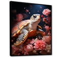 thumbnail image 2 of Designart "Solitary Turtle In Romance" Animals Turtle Floater Framed Wall Art Living Room, 2 of 5