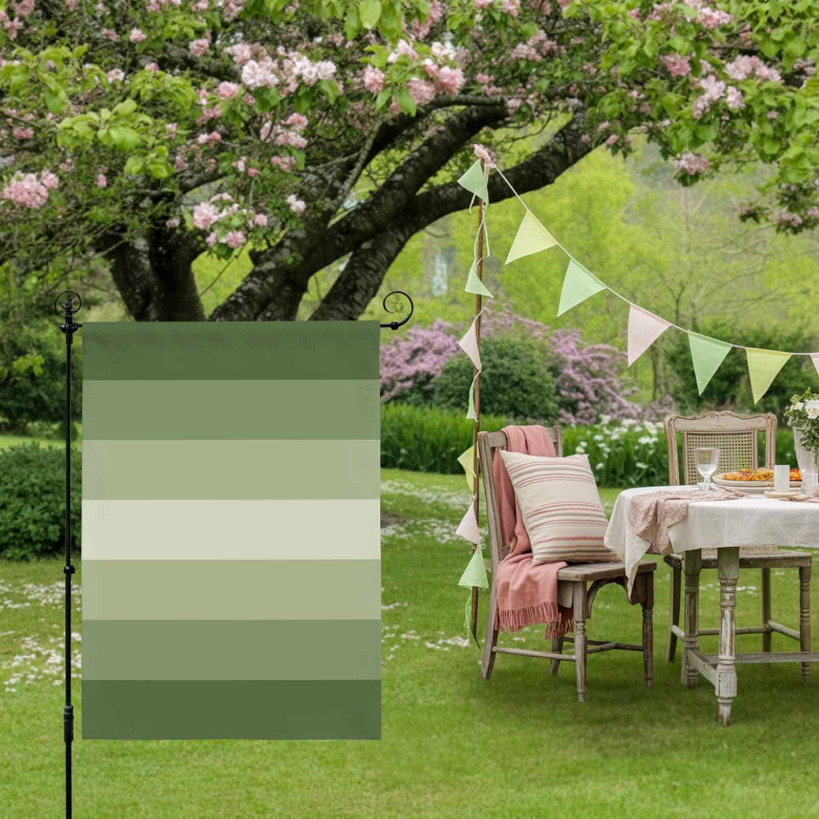 Sage Green House Flag 28 x 40 Inches, Ombre Stripe Weather Proof Outdoor Patio Flags Double Sided Small House Decoration for Yard Lawn Outside Home