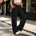 thumbnail image 2 of Evdexr Cargo Pants for Women Wide Leg Drawstring Baggy Sweatpants Summer Fall 2026 Travel Trousers Lightweight Straight Leg Solid Trendy Pant with Pockets L, 2 of 5