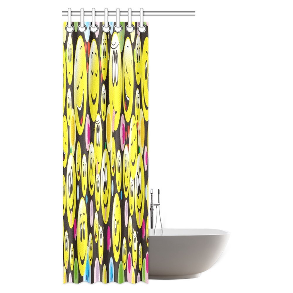 Garden Curtains 4 Piece Bathroom Rug Set Yellow Emoticon Emoji Mat Lid Seat Cover Shower Curtain Home Garden