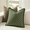 thumbnail image 3 of Pack of 2 Decorative Burlap Linen Throw Pillow Covers for Sofa Couch Bed, 18x18 inch, Green, 3 of 6