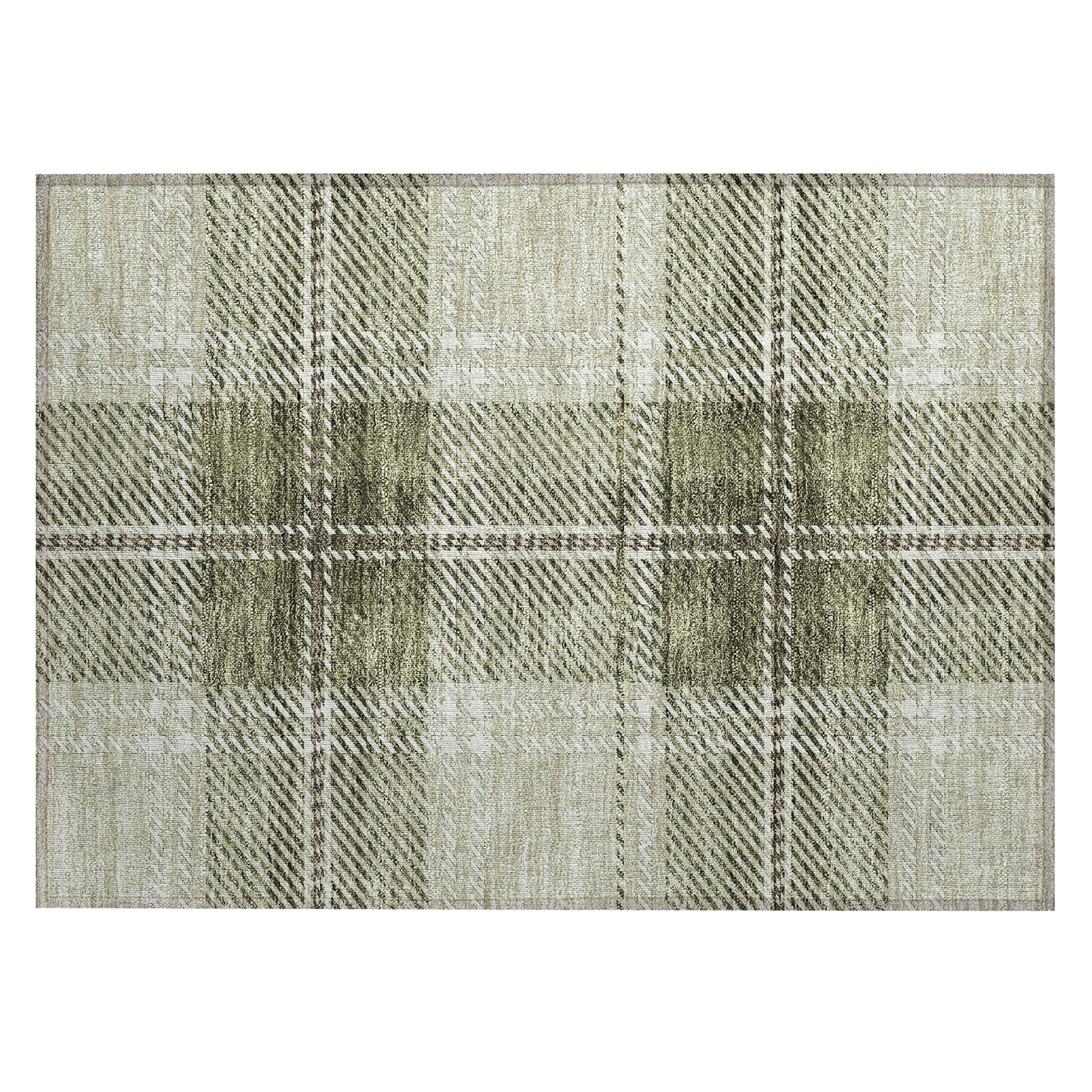 Addison Rugs Chantille Indoor/Outdoor Transitional Plaid Aloe Washable Rectangle Rug, 1'8" x 2'6"