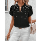 thumbnail image 5 of Tops Elegantes de Verano con Cuello en V y Corta para Mujer Negro XL, 5 of 7
