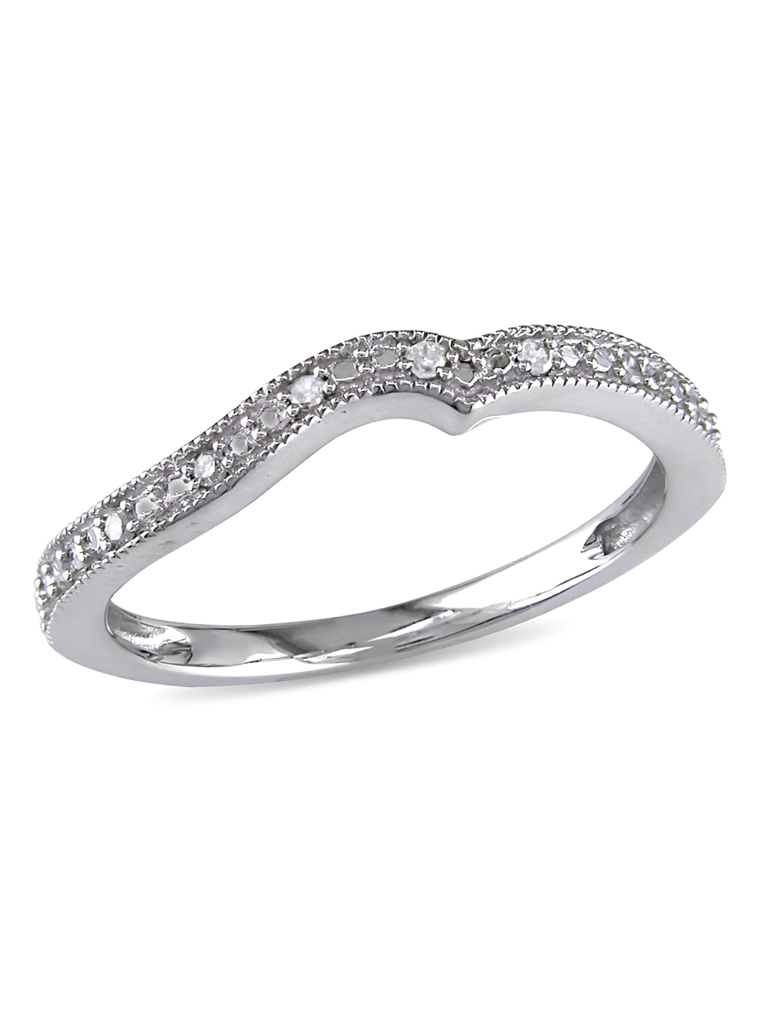 Cali Trove Round White Diamond Accent 10K White Gold Twist Stackable Anniversary Band Ring for Women 