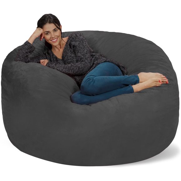 Chill Sack Bean Bag Chair Giant 5' Memory Foam Furniture with Soft Micro Fiber Cover, Charcoal (Set of 1)