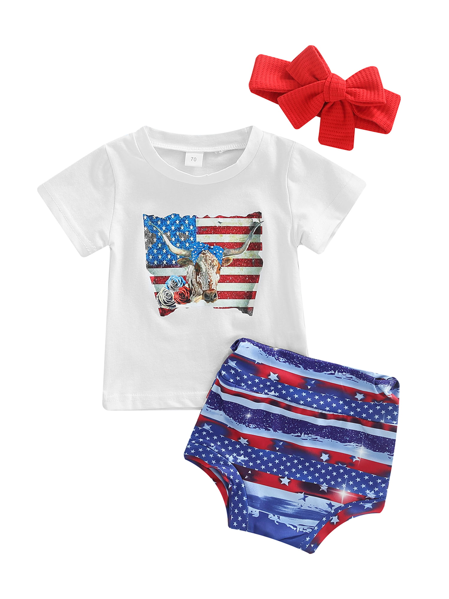 Toddler Boy Fourth of July T-Shirt Shorts Baby American Flag Short Pants Independence Day Sets