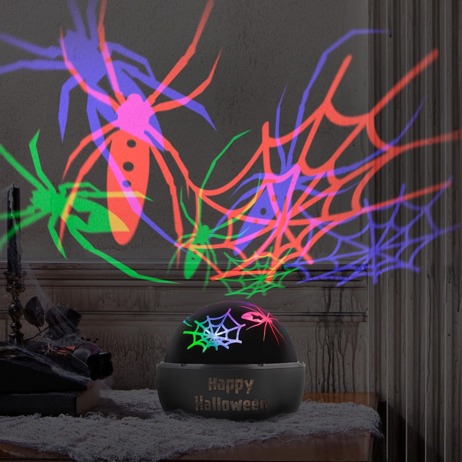 Projection de Lumière d'Halloween - Lumières d'Ombre de Table avec Araignée à Mouvement Intérieur (RVB)