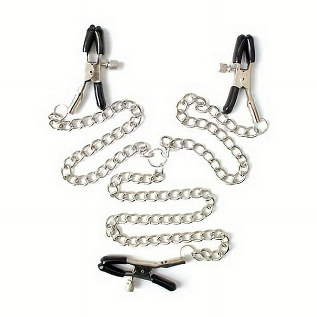 1 set Exotic BDSM Nipple Clamp with Chain for Breast and Labia Stimulation - Fetish Sex Products for Massage and Fetish Play