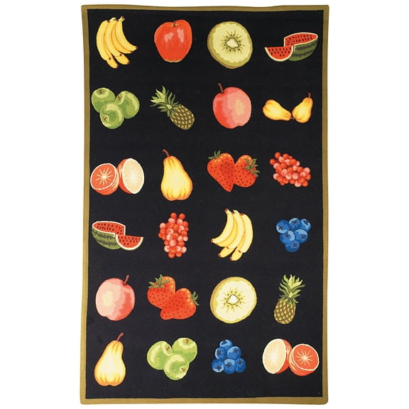 SAFAVIEH Chelsea Brittania Fruit Lovers Wool Area Rug, Black, 7'9" x 9'9"