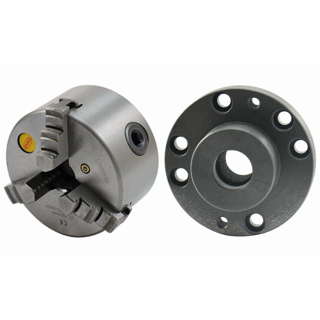 Shars 4 Inch 3 Jaw Self-Centering Scroll Lathe Chuck Solid Jaws with 1 x 10 TPI Semi-Machined Threaded Back Plate, Machining Required 202-5410-202-6107-6 R[