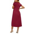 thumbnail image 3 of INSPIRE CHIC Women's Mother's Days Maternity Dress Maxi Short Sleeves Ruffled Pleating Pregnancy Dresses for Photoshoot Flowy Casual 2026 Summer S Red, 3 of 6