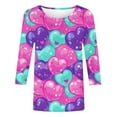 thumbnail image 4 of Dasayo 3/4 Sleeve Womans Tops Valentines Day Summer Graphic Blue Blouses Funny Heart Outfits Women T Shirts L, 4 of 6