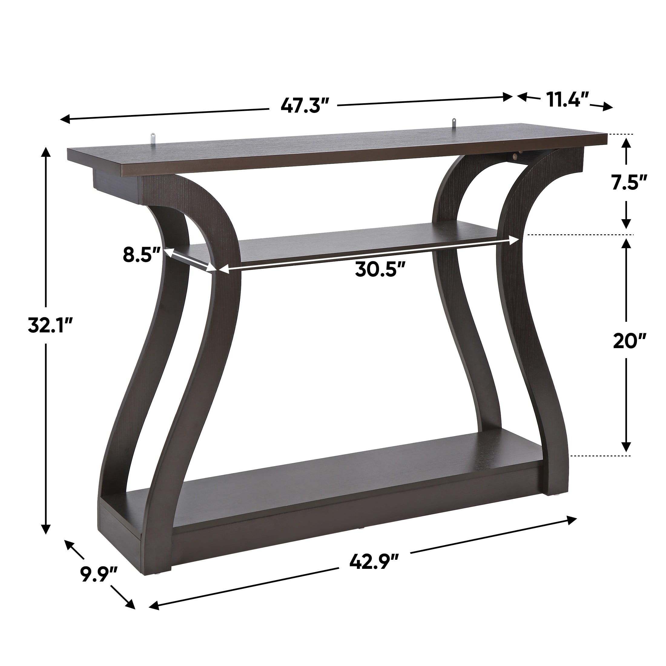 ZENY Entryway 47" SImple Style MDF Accent Console Table, Brown