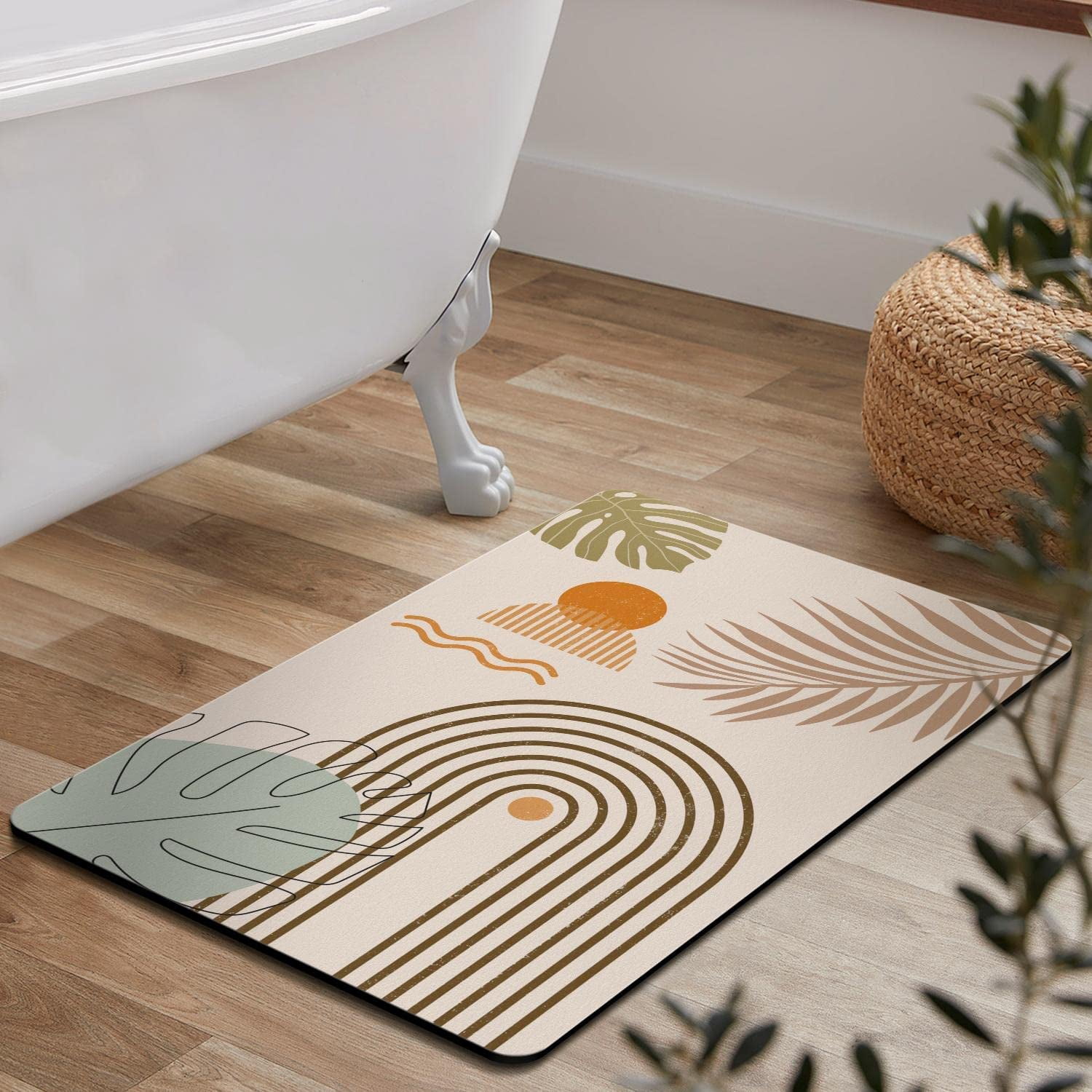 Nutksea Boho Bathroom Rugs Cute Bath Mat Non-Slip Modern Abstract Minimalism Boho Bathroom Mat Soft Machine Washable Boho Floor Mats,17''''x 27''''