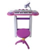 Dulcet Electronic Keyboard Instrument Multi-Function Toy Piano w/ Lights, Sounds, Microphone, & Chair Stool
