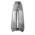 thumbnail image 2 of Cowsor Big Girls Adjustable Waist High Waist Wide Leg Loose Casual Jeans Comfortable Daily Wear Fashion Denim Trousers For 12-16 Years Old, 2 of 6
