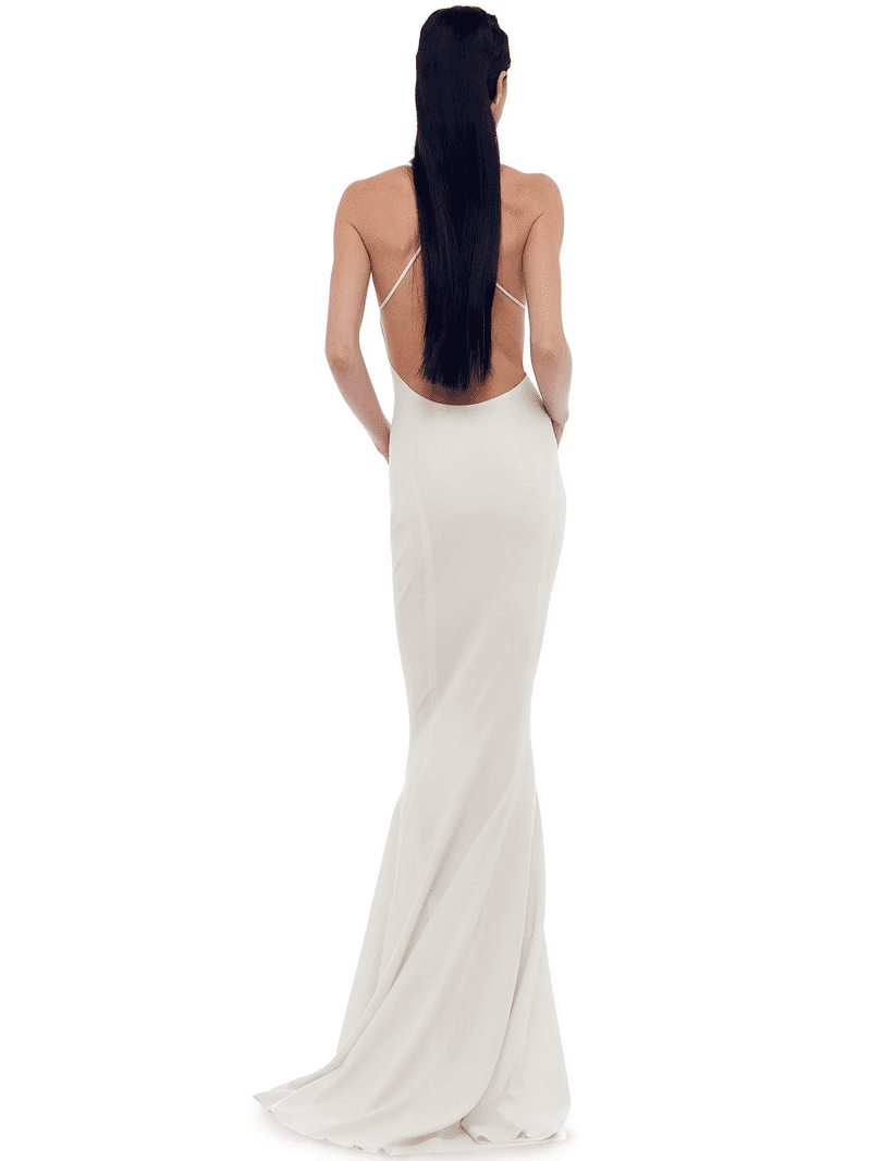 Norma Kamali Women's Low Back Mermaid Gown - White - Size M - Snow White