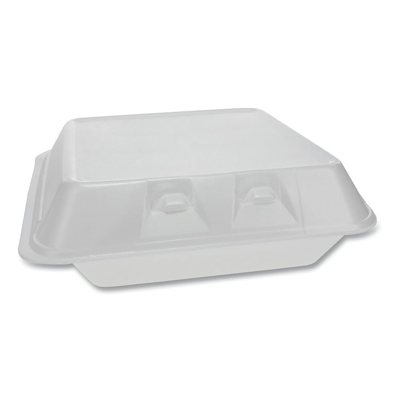 SmartLock Foam Hinged Lid Container, Large, 3-Compartment, 9 x 9.25 x 3.25, White, 150/Carton SmartLock Foam Hinged Lid Container, Large, 3-Compartment, 9 x 9.25 x 3.25, White, 150/Carton
