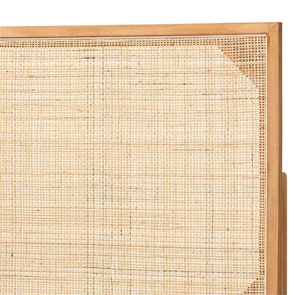 bali & pari Aurelia Brown Finished Bayur Wood and Rattan Queen Size Headboard