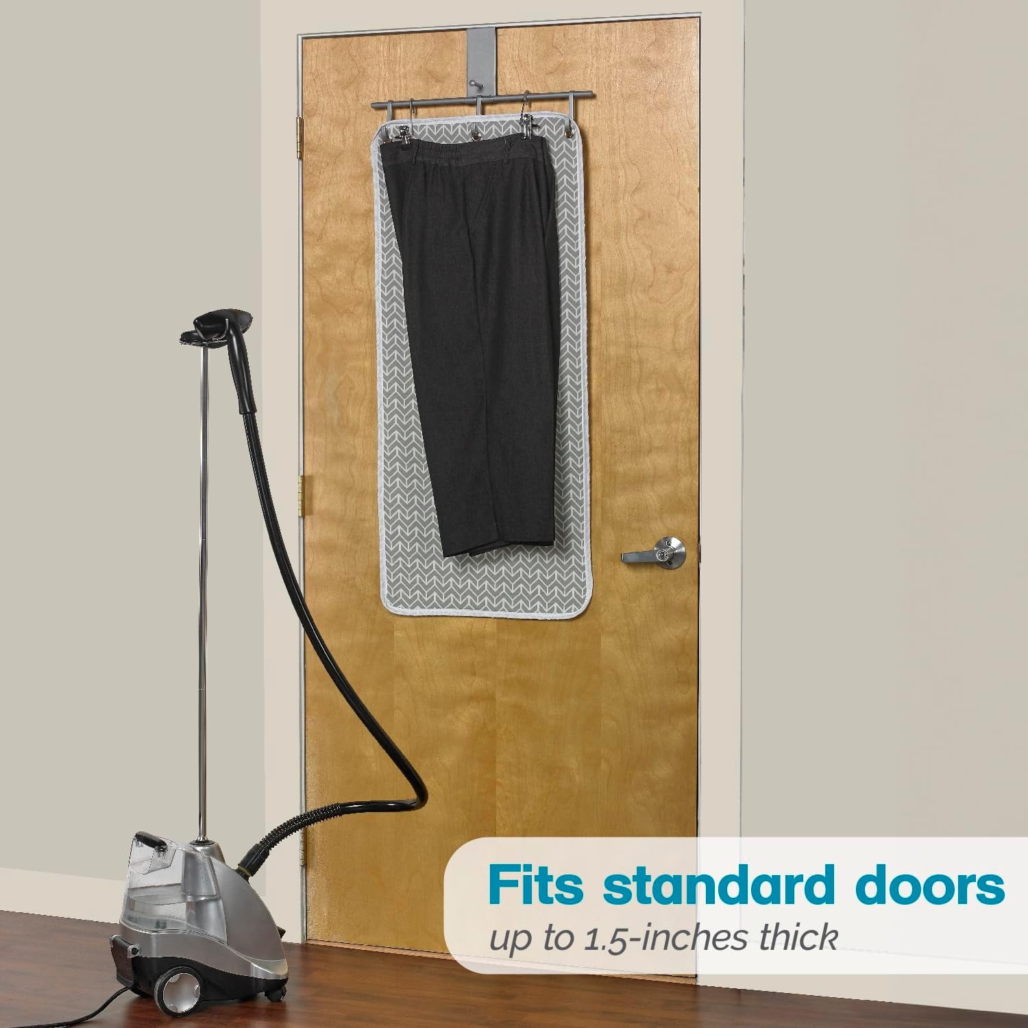 Polder Over-The Door Steaming Station, Cotton Cover, Large Steaming Surface Perfect for at Home and Folds Compact for Travel