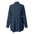 thumbnail image 5 of ClodeEU Womens Long Sleeve Collar Button Peplum Shirts Tops,Cute Trendy Tunic Blouses Navy,Womens Plus XXL, 5 of 6