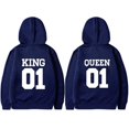 thumbnail image 1 of Sudadera a juego para parejas, moda, rey 01, reina 01, ropa de calle para amantes, sudadera con capucha con personalidad, regalo para el día de San Valentín, 1 of 5