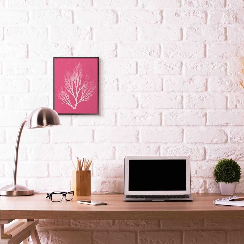 Stupell Industries Coral Seaweed Magenta White Beach Design Framed Wall Art by Vision Studio