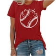 thumbnail image 4 of Raeneomay Casual Tops Oversized T Shirts Women's Baseball Sport Printed T-Shirt With Round Neck and Short Sleeved Top, 4 of 4