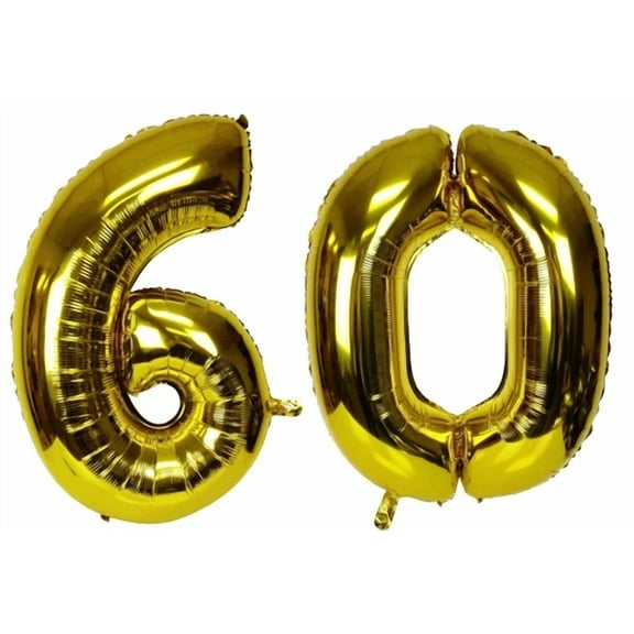 16" 60 Gold Number Balloons 60Th Birthday Party Anniversary Foil Balloon Decor