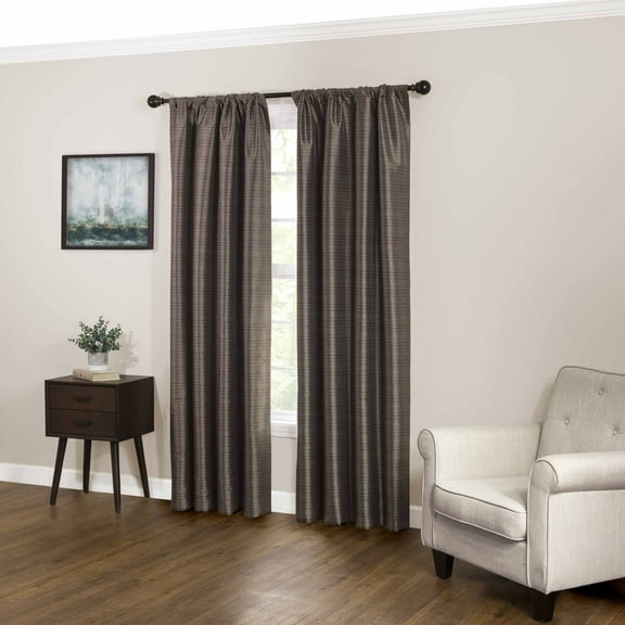 Eclipse Ludlow Blackout Rod Pocket Single Window Curtain Panel, Brown, 42 x 84