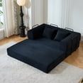 thumbnail image 3 of 59" Convertible Sleeper Sofa Bed with Pillow, Corduroy Folding Mattress Couch, Floor Sofa Lounge with Fixed-Shape Frame for Living Room Apartment, Black, 3 of 10