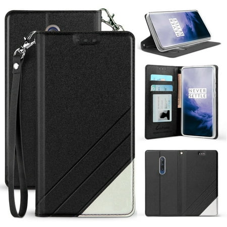 OnePlus 7 Pro Case, Infolio Wallet Cover with Credit Card ID Slot, View Stand [Bonus Wrist Strap Lanyard] for OnePlus 7 Pro Phone