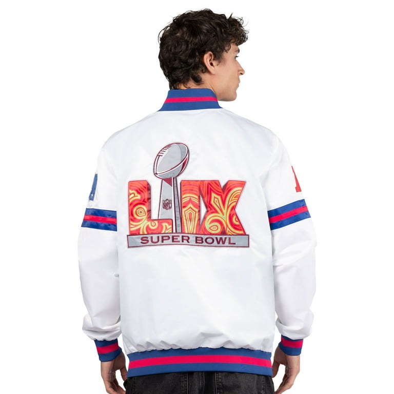 Men's Starter White Super Bowl LIX Full-Snap Varsity Jacket