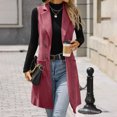 thumbnail image 5 of successthop Suede Vest Women Solid Clothes Open Front Long Lapel Winter Sleeveless Outerwear with Pockets Vintage Coat, 5 of 9