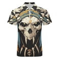 thumbnail image 4 of Indian Devil Skull Men Zipper T-shirt Summer Casual Short Sleeve T-shirt Top, 4 of 7