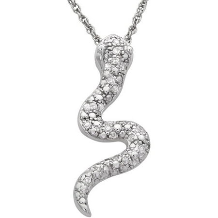Diamond-Accent Sterling Silver Snake Pendant, 18