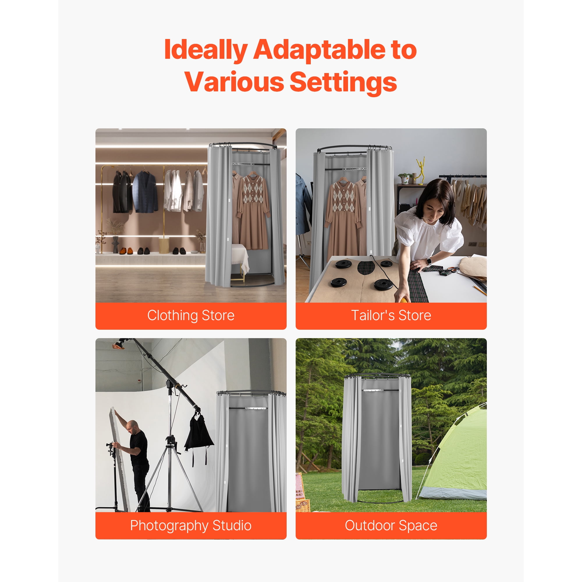 KFFKFF Portable Fitting Room with Durable Polyester Curtains, Privacy Space with Shading Curtain and Hook, Ideal for Boutiques, Malls, Tailor Shops, and Outdoor Use, 39 x 37 x 79 in