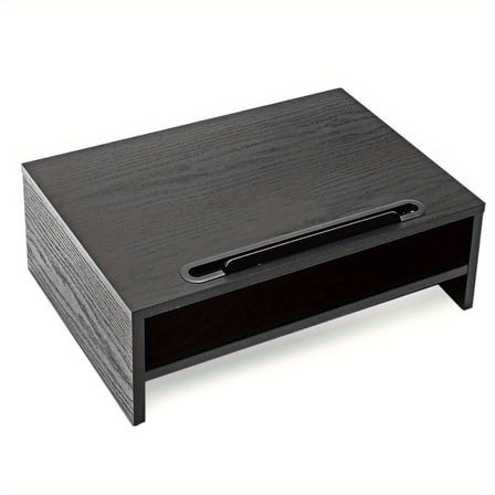 Monitor Stand Riser, 2 Tier Wood Desk Shelf with Storage Organizer, 15.7 Inch Ergonomic Desktop Stand for Computer Screen, Laptop, Printer, Black