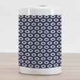 thumbnail image 2 of Indigo Ceramic Toothbrush Holder, Grunge Abstact Geometrical Design with Sketchy Round Rectangulars Image, Decorative Versatile Countertop for Bathroom, 4.5" X 2.7", Dark Blue and White, by Ambesonne, 2 of 4