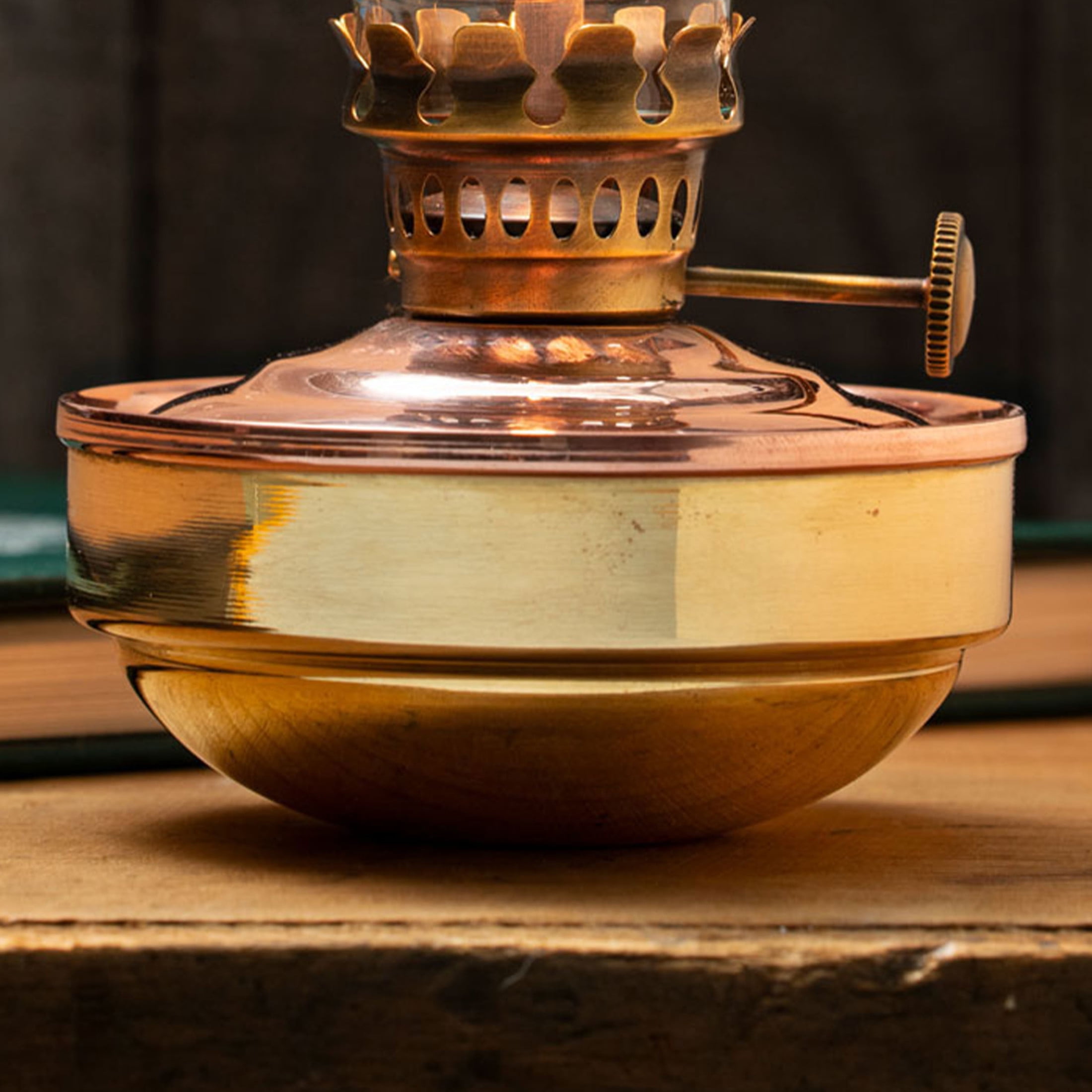 Kings County Tools 4.75” Tall Oil Lamp with Naval-Style Copper/Brass Body